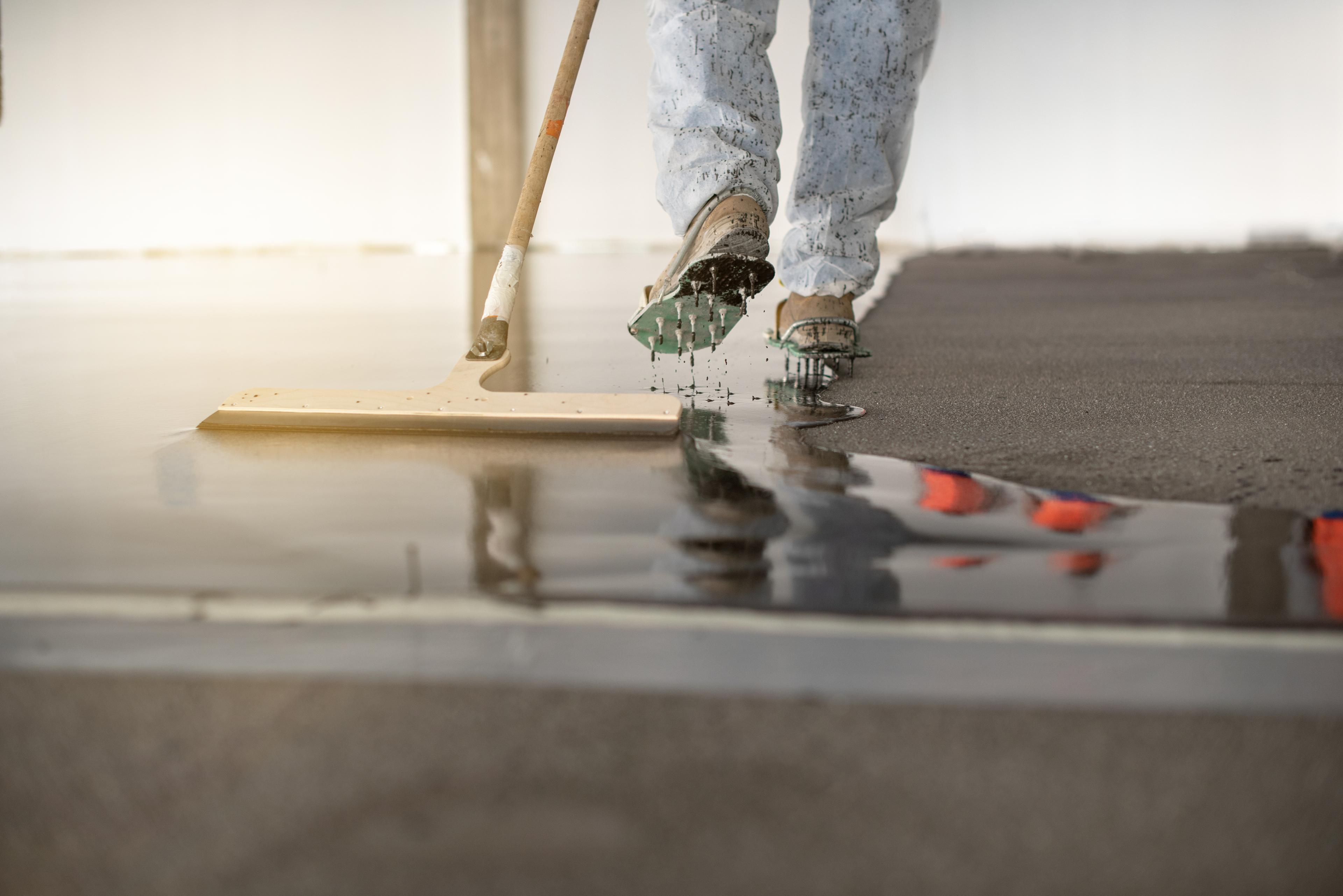 Epoxy floor coating applied in a commercial facility